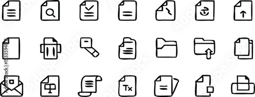Document thin line icons set. Documents editable stroke icons collection. File symbol. Vector illustration