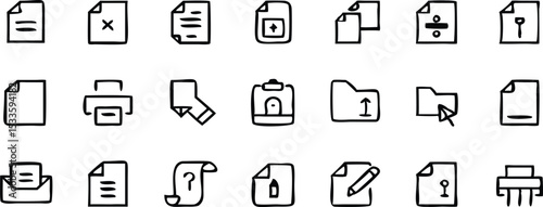 Document thin line icons set. Documents editable stroke icons collection. File symbol. Vector illustration