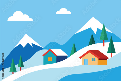 winter landscape with houses