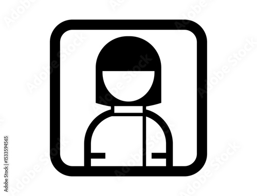 看護師ナースのシンプルな四角いモノクロイラストアイコン