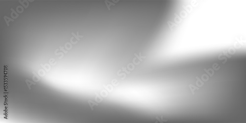 Silver foil background with metal mirror texture. Chrome gradient surface with light gloss. Vector aluminum grey sheet with reflection.