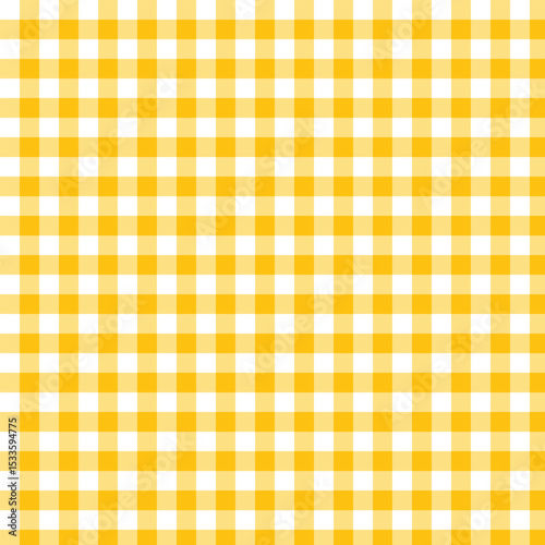 Bright Yellow Gingham Seamless Pattern, Classic Orange Gingham Checkered Background