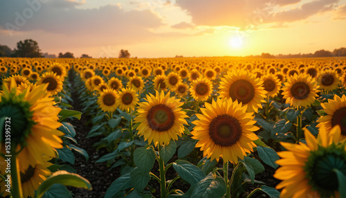 Sunflower Field at Sunset