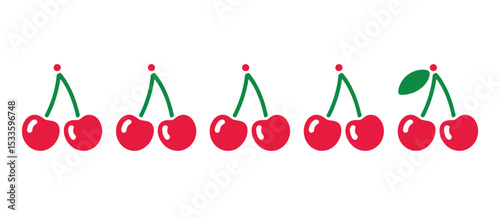 Five Pairs of Cherries Illustration Graphic Design