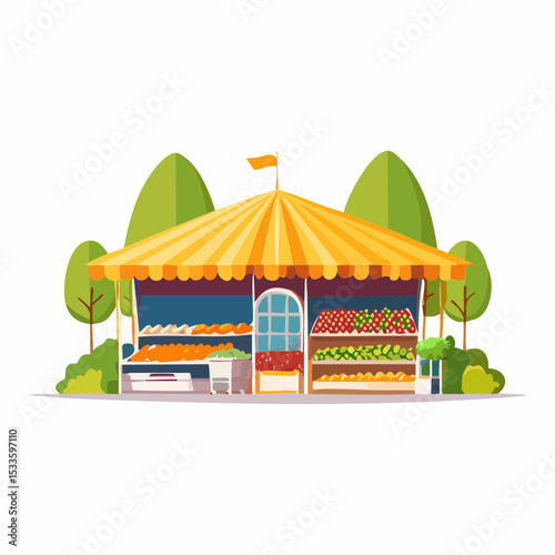 Vibrant Colorful Market Stall Fresh Produce and Sunny Day Vibes