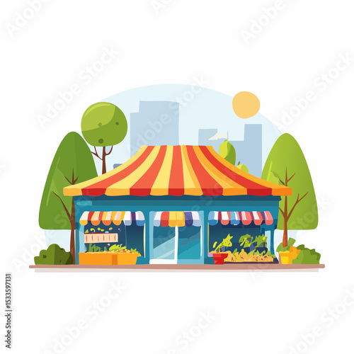 Vibrant Colorful Market A Lively Street Scene Illustration