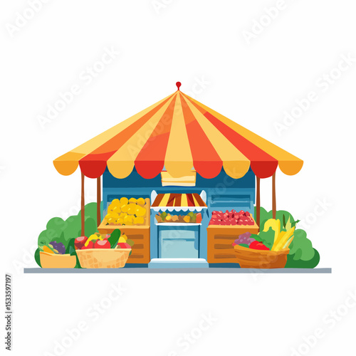 Vibrant Colorful Market Stall Fresh Fruits and Vegetables