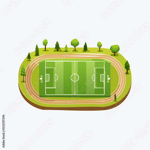 Night Sports Field Firefly Illumination on Oval Running Track and Soccer Field