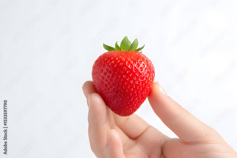 Obraz premium Close-up of a Strawberry Held by Hand