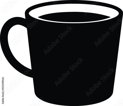 Coffee mug silhouette, Coffee Mug with Handle in Black and White Style