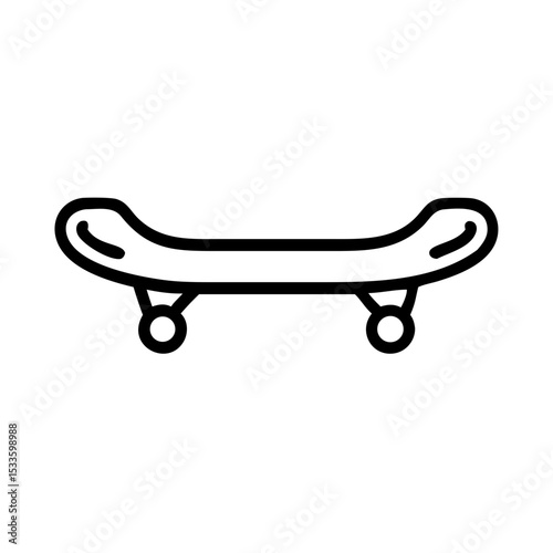 Skateboard icon design, simple illustration of skateboard deck and wheels, perfect for app icons or website graphics.