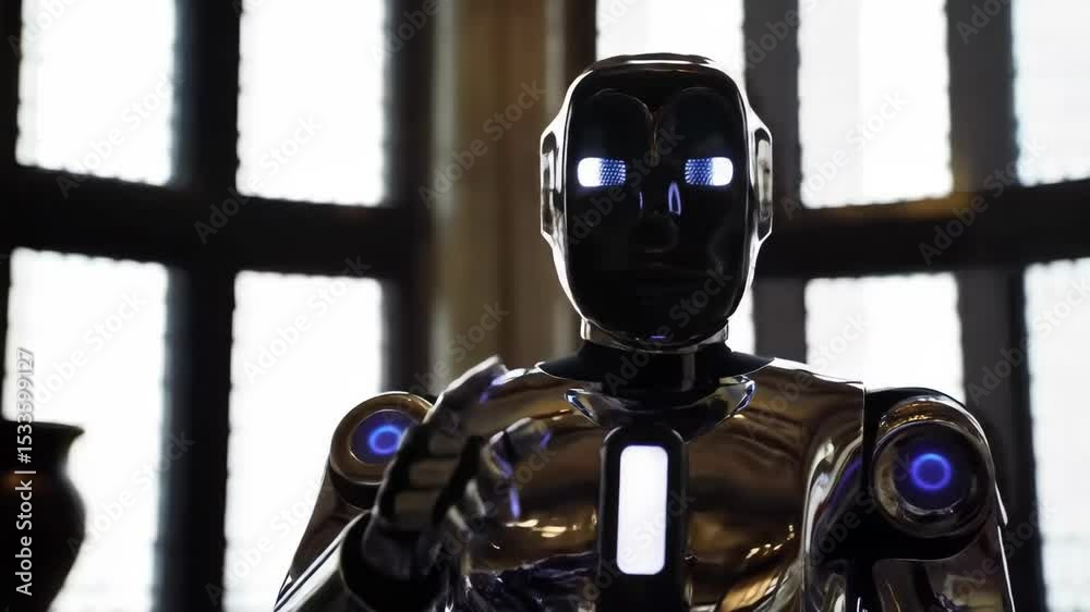 Advanced humanoid robot ai futuristic machine intelligence and automation concept