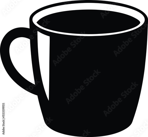 Coffee mug silhouette, Coffee Mug with Handle in Black and White Style