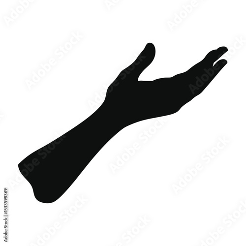 Silhouette of an open hand in a giving or receiving gesture.
