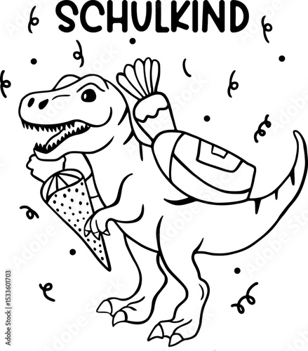 Deutsche Plotterdatei Einschulung, Schulkind Dino, Schulstart ,Einschulung Geschenk, Schulanfang.