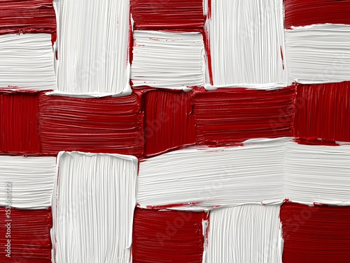 Abstract Red and White Painting with Textured Brush Strokes for Artistic Backgrounds