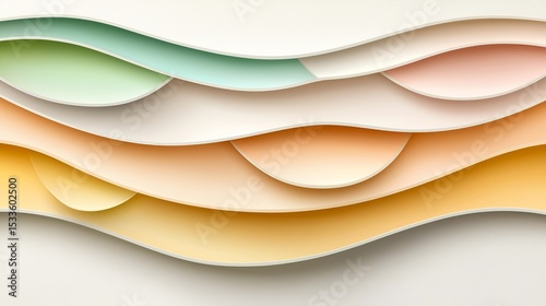 Abstract Paper Layers in Gentle Colors and Smooth Curves