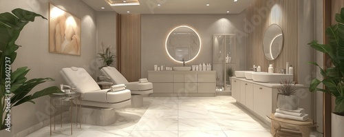 Cosmetic beauty clinic feature, showcasing modern skincare treatments and products in a clinical yet inviting setting.