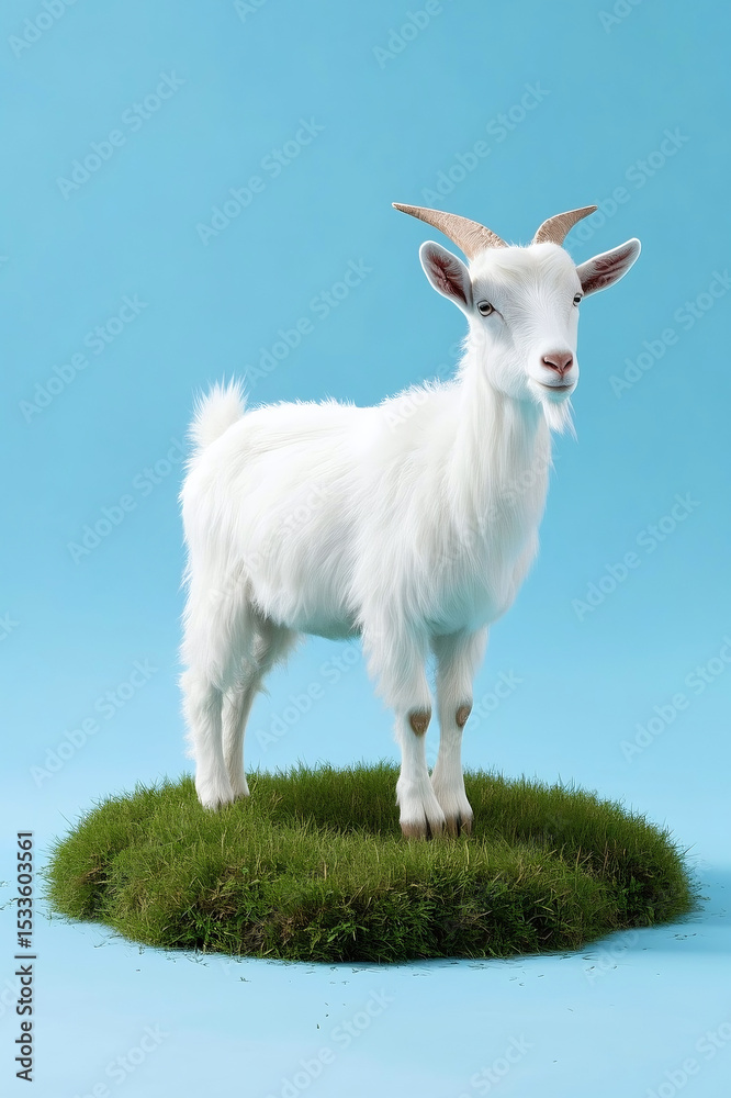 Obraz premium white goat on green grass