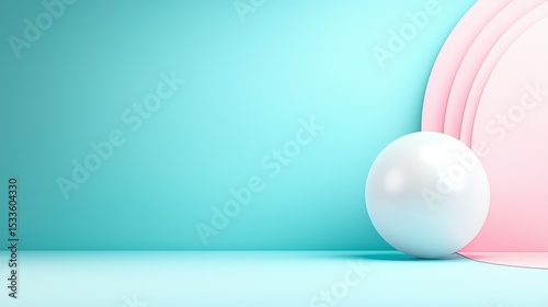 Minimalist Design with White Sphere and Soft Color Backgrounds