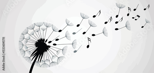 Dandelion seeds with musical notes design