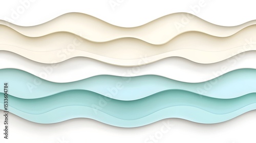 Soft Wavy Layers of Light Cream and Light Blue Tones for Background or Design Use