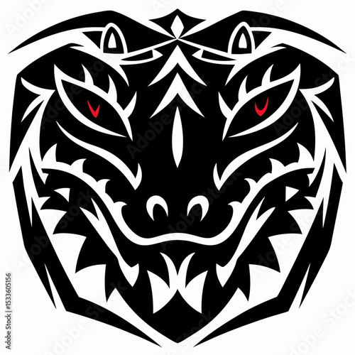 Tribal Tattoo Style Crocodile Head Design