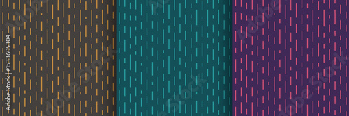 Set of abstract blue, pink and yellow vertical stripes lines dynamic pattern on dark background. Minimalist and simple flat design. Futuristic and technology banner. Vector illustration.