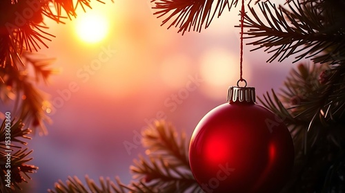 Red Christmas ball on a tree

