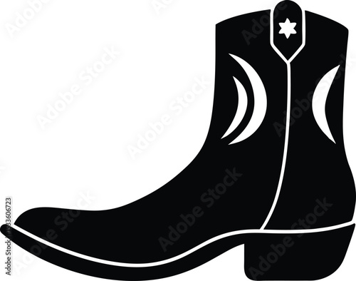 Cowboy boot vector, Western Cowboy Boot in Black, pair of boots, boots silhouette vector, boots logo vector illustration