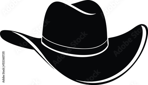Cowboy hat silhouette, cowboy hat icon,  Cartoon cowboy hat silhouette vector illustration
