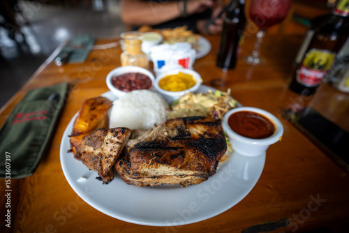 Typical Costa Rican meal outside San Jose