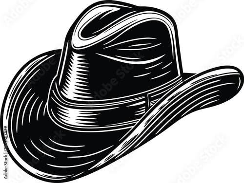 Cowboy hat silhouette, cowboy hat icon,  Cartoon cowboy hat silhouette vector illustration

