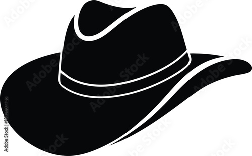 Cowboy hat silhouette, cowboy hat icon,  Cartoon cowboy hat silhouette vector illustration
