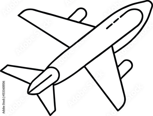 Airplane line art silhouette, Airplane Outline Vector Illustration, plane line art vector illustration