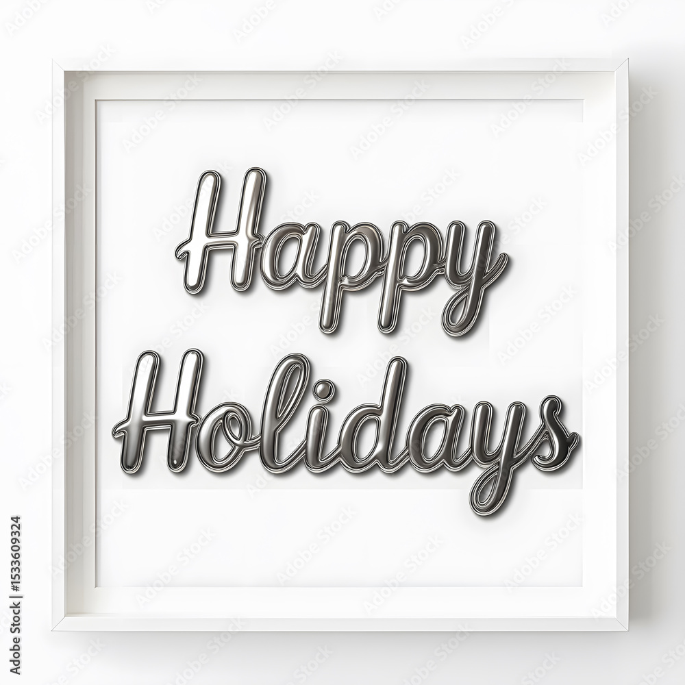 Obraz premium Happy holidays greeting in silver framed print