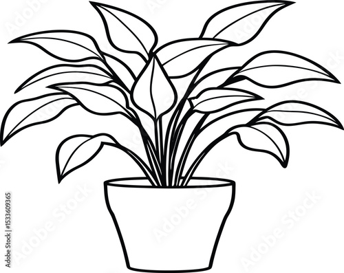 House plant line art silhouette vector illustration
