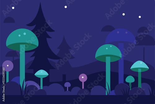 vector illustration of a night landscape