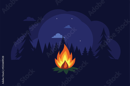 vector illustration of a burning fire