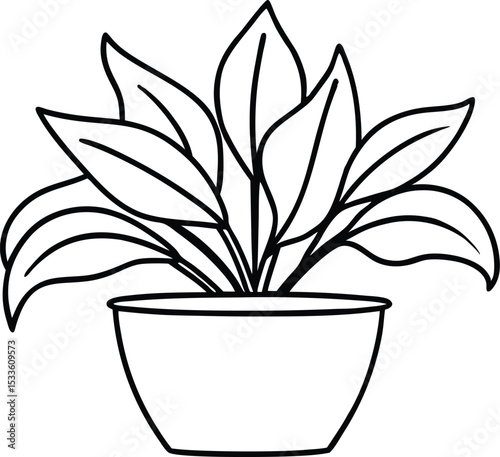House plant line art silhouette vector illustration

