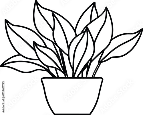House plant line art silhouette vector illustration
