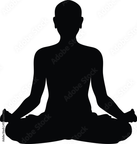 yoga pose silhouette, meditating woman vector, lotus position icon