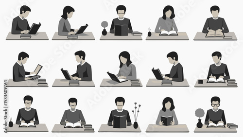 Books Icons Set - Acme Series Stock Illustration – Reading, Learning, and Studying Symbols