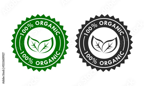 100% organic design logo template illustration