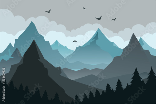 mountain landscape with clouds