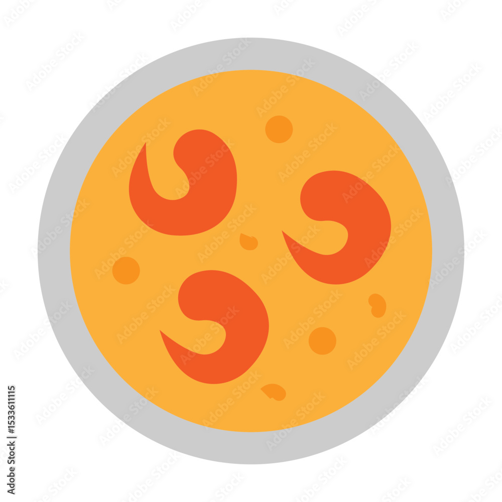 Fototapeta premium Tom Yum Soup Vector Flat Icon Design