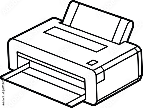 printer outline vector illustration, line art. printer line art silhouette vector illustration