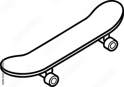 Skateboard line art silhouette vector illustration