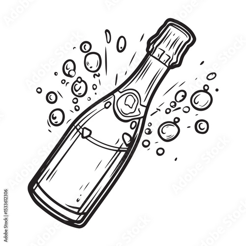 champagne bottle silhouette, champagneb bottle vector, Bottle Illustration Graphic Design Element for Celebration