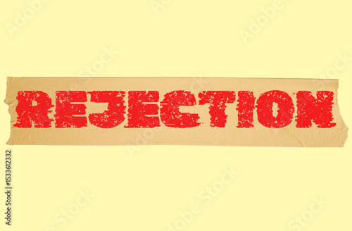 Word text Rejection isolated on yellow background. Banner.